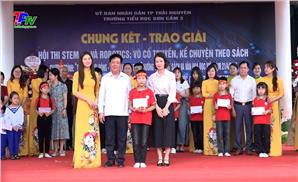 Trường Tiểu học Sơn Cẩm: Trao 38 giải ở các nội dung STEM, AI và ROBOTICS; Võ cổ truyền; Thi kể chuyện theo sách.