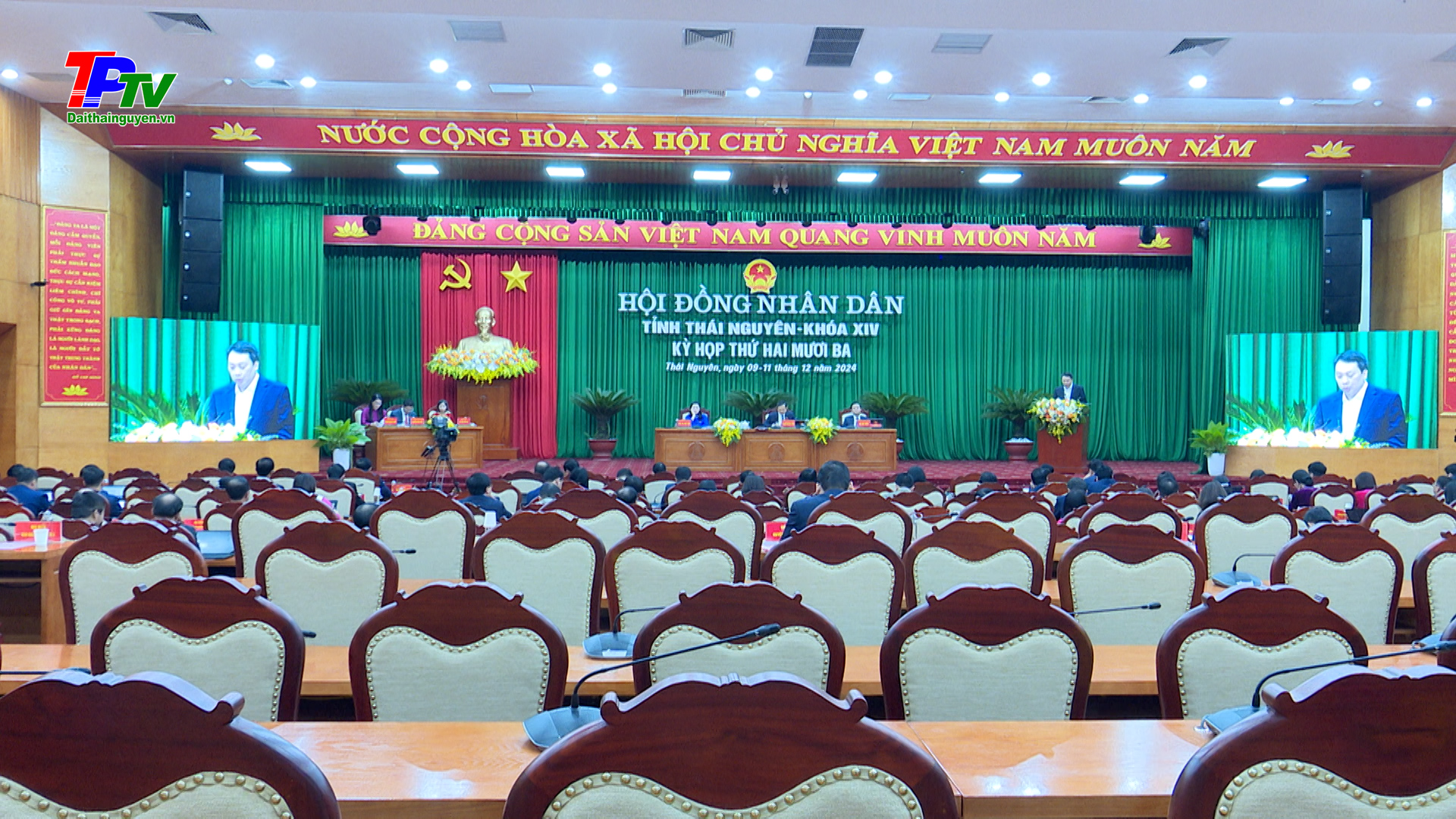 Phiên làm việc buổi sáng, ngày làm việc thứ hai, Kỳ họp thứ 23, HĐND tỉnh Thái Nguyên khóa XIV, nhiệm kỳ 2021 -2026.