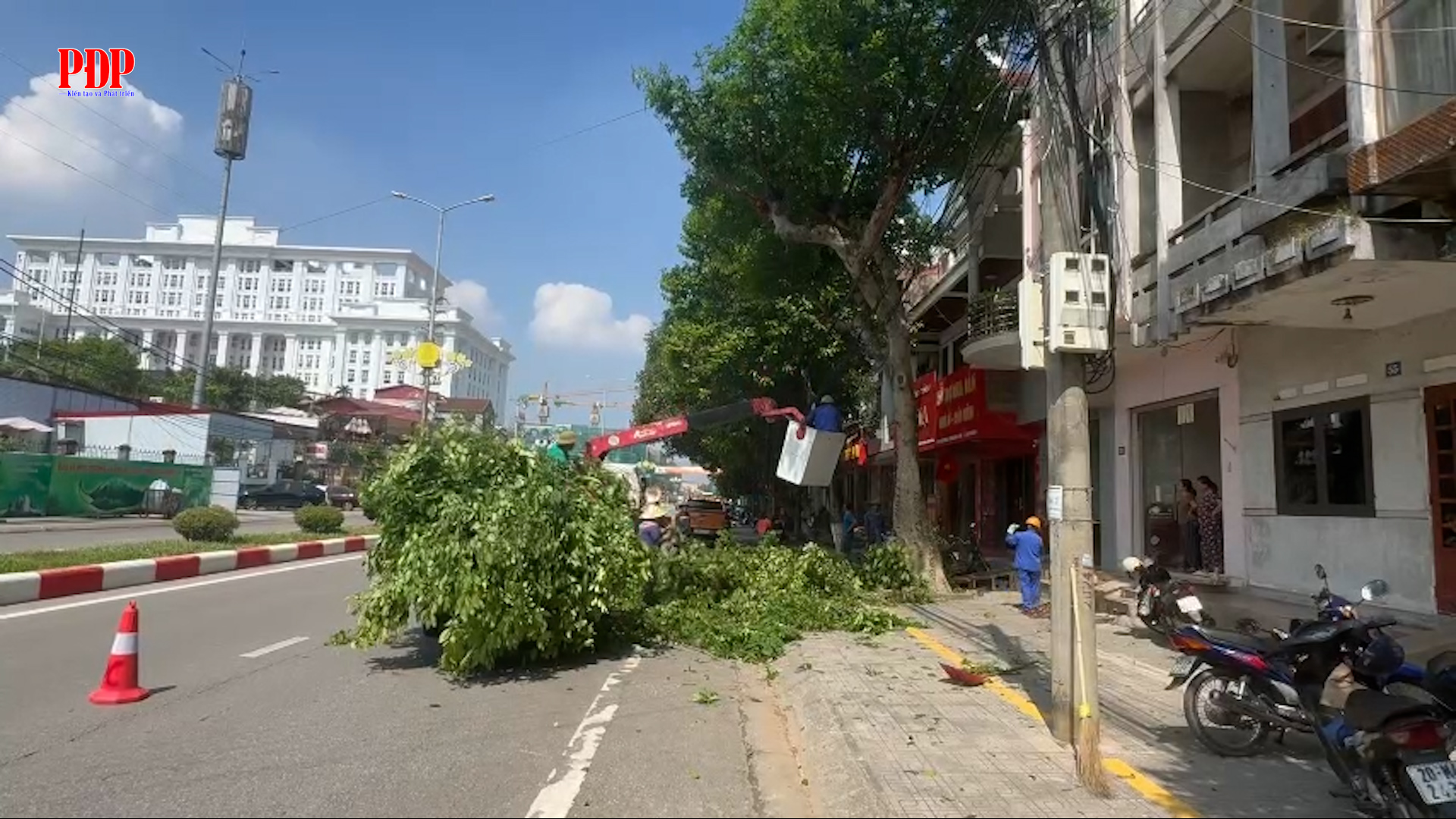 Cắt tỉa cây xanh đô thị chào mừng các sự kiện lớn diễn ra trên địa bàn.