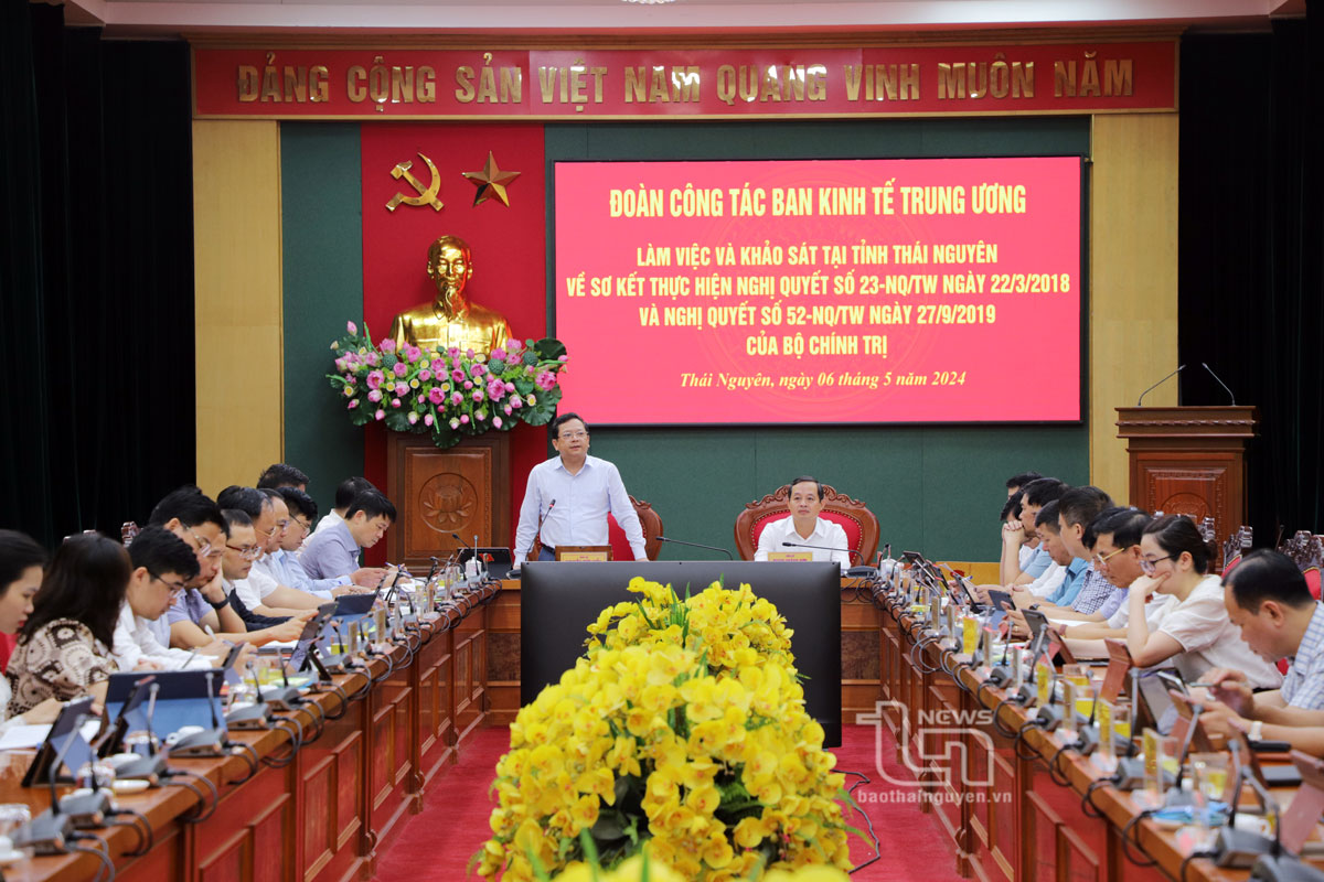 Ban Kinh tế Trung ương khảo sát việc thực hiện các nghị quyết tại Thái Nguyên