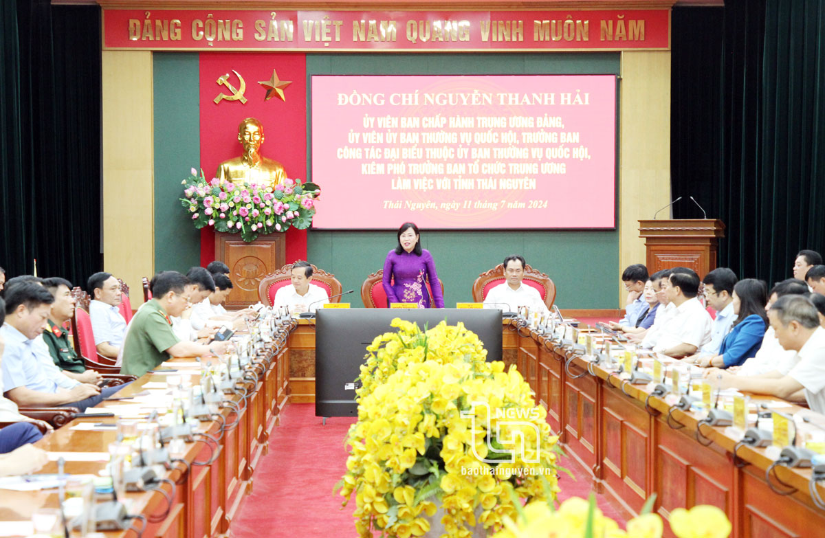 Trưởng Ban Công tác đại biểu Quốc hội Nguyễn Thanh Hải làm việc tại tỉnh Thái Nguyên