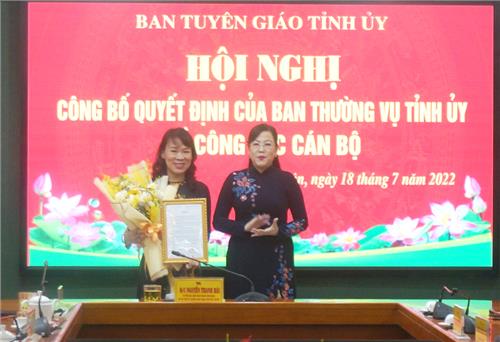 Đồng chí Nguyễn Thị Mai giữ chức Phó Trưởng ban Thường trực Ban Tuyên giáo Tỉnh ủy